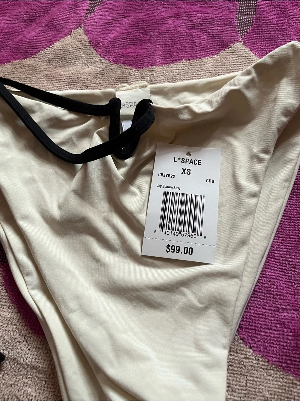 NWT- L*Space V Cut Wire Bikini Top and Joy Bottom Bitsy in Cream/Black XS